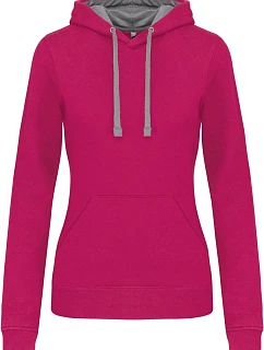 Kariban K 465 Dámska mikina s kontrastnou kapucňou 20.K465 fuchsia/svetlo šedá
