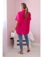 Bavlnené tričko s krátkymi rukávmi fuchsiová