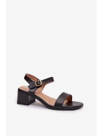 Dámské ekokůže sandály na klínu Černé Sabela