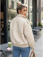 Dámska semišová bomber bunda béžová FashionStreet TY5657 Dámska semišová bomber bunda béžová FashionStreet TY5657