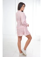 Šaty s ozdobnými volánikmi púdrovo ružové