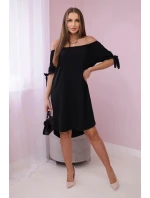 Šaty viazané na rukávy čierne