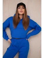 Teplá súprava s mikinou so zaväzovaním vpredu v chrpovo modrej farbe