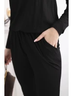 Kombinéza z viskózy v páse čierna