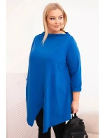 Dámske Plus veľkosť bavlnená blúzka asymetrické rukáv bez rukávov Khabra