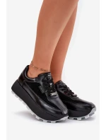 Skórzane Damskie Sneakersy Na Platformie Big Star RR274873 HI-POLY SYSTEM Czarne