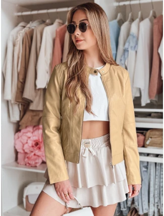 Dámska kožená bunda s kapucňou METSOUL beige FashionStreet TY4745