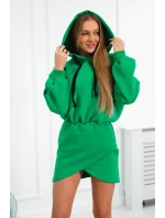 Zateplené šaty s obálkovým dnom svetlo zelené
