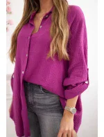 Plus veľkosť bavlnené mušelínové tričko tmavo fialové