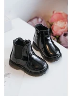 Dziecięce Lakierowane Ocieplane Botki Czarne Porky