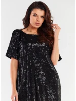 Dámske mini šaty s koketným vzorom A483 Black - Awama