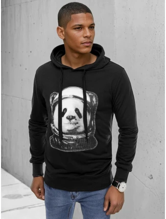 Pánska čierna mikina FashionStreet BX5130 Pánska čierna mikina FashionStreet BX5130