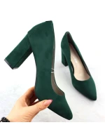 Zelené semišové lodičky na ihlovom podpätku Sergio Leone PB216