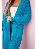 Dlhý sveter tyrkysovej farby