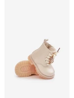 Ocieplane Botki Dziecięce Z Misiem Na Zamek Beżowe Enchanta