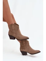 Wsuwane Botki Kowbojki Damskie Z Naturalnego Zamszu Beżowe Beretta