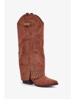 Hnedé topánky Iveliri na podpätku