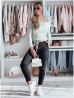 Dámske textilné nohavice s opaskom ROSSALI black FashionStreet UY2595