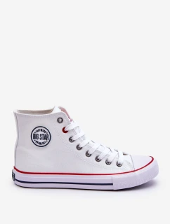 Damskie Klasyczne Wysokie Trampki Big Star T274026 Białe