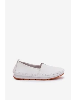 Kožené dámské polobotky LR61-7051 Bílé