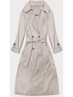 Rovný kabát s vyhrnutými rukávmi svetlo béžovej farby (1818#-62)