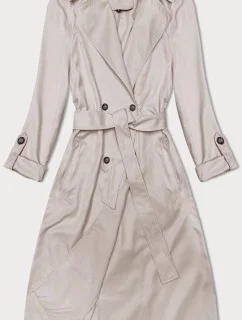 Rovný kabát s vyhrnutými rukávmi svetlo béžovej farby (1818#-62)