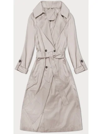 Rovný kabát s vyhrnutými rukávmi svetlo béžovej farby (1818#-62)