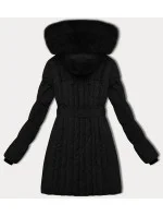 Dámska zimná bunda s ozdobným prešívaním S'west black (B8307-1)
