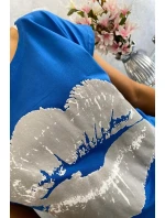 Blúzka s potlačou pier nevädzovo modrá Blúzka s potlačou pier nevädzovo modrá