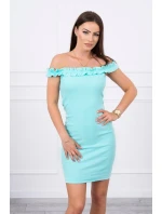 Španielske šaty s volánikmi mint