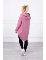 Mikina s kapucňou s dlhým chrbtom tmavo ružová