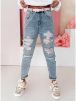 Dámske džínsové nohavice mom fit s dierami MOMVIBE blue FashionStreet UY2459