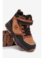 Zimní trekové boty pro děti na suchý zip zateplené camel Miravie