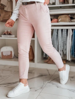 Dámske nohavice chinos s opaskom LINESKA ružová FashionStreet UY2630