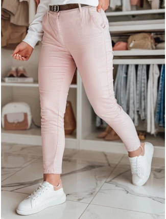 Dámske nohavice chinos s opaskom LINESKA ružová FashionStreet UY2630