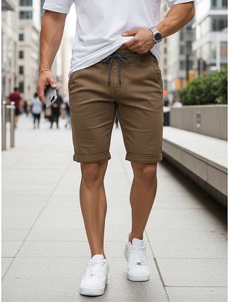 FashionStreet pánske hnedé džínsové šortky SX2573