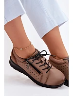 Kožené dámské polobotky na platformě Vinceza 39977 Béžové