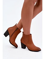 Dámske zateplené čižmy na podpätku Medicine RW16-OBD428-80X Camel