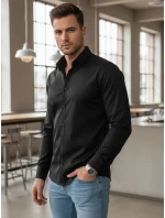 Pánska elegantná hladká čierna košeľa REGULAR FIT FashionStreet DX2538