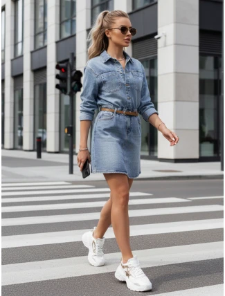 Dámske mini šaty JINELLA s opaskom modré FashionStreet EY2569