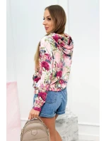 Velúrová mikina s kapucňou ružový