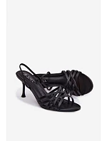 Dámské sandály na podpatku s pásky Černé Velivelle