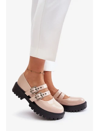 Dámske lakované topánky S Strappy Beige Terione Half Boots