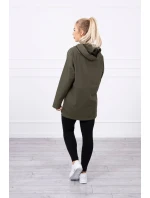 Tunika na zips s kapucňou Oversize khaki farba Tunika na zips s kapucňou Oversize khaki farba
