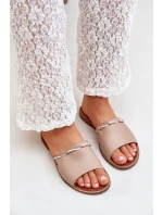 Skórzane Klapki Lewski Shoes 3047 Ciemnobeżowe