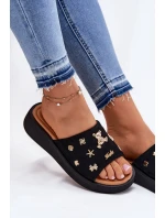 Zamszowe Klapki Damskie Z Przypinkami Vinceza 66741 Czarne