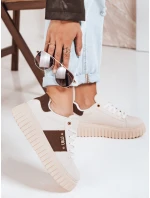 Dámske tenisky na platforme beige FashionStreet ZY1057 Dámske tenisky na platforme beige FashionStreet ZY1057