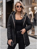 Dámska prešívaná bunda s kapucňou, čierna, FashionStreet TY5393 Dámska prešívaná bunda s kapucňou, čierna, FashionStreet TY5393