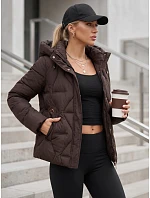 Dámska zimná prešívaná bunda s kapucňou, hnedá, FashionStreet TY5940 Dámska zimná prešívaná bunda s kapucňou, hnedá, FashionStreet TY5940