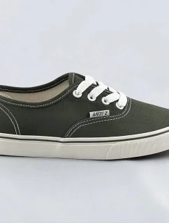 Dámske šnurovacie tenisky v khaki farbe (A8865)